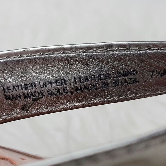 Tory Burch Thora Silver Patent Leather Cork Wedge Sandal Shoes Size 7.5 - Picture 6 of 10